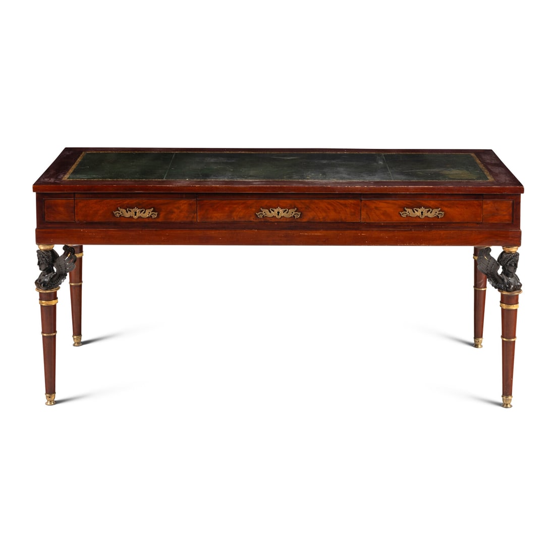 An Empire Style Gilt and Patinated Bronze Mounted Mahogany Bureau Plat (1 of 3)