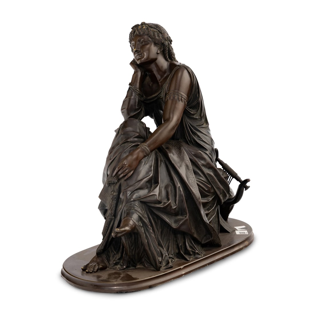 Alexandre-Pierre Schoenewerk (French, 1820-1885): Alexandre-Pierre Schoenewerk (French, 1820-1885) Sappho patinated bronze signed 'Schoenewerk' to base Height 19 x width 10 x depth 20 inches. Property of a California Collector This lot is located in