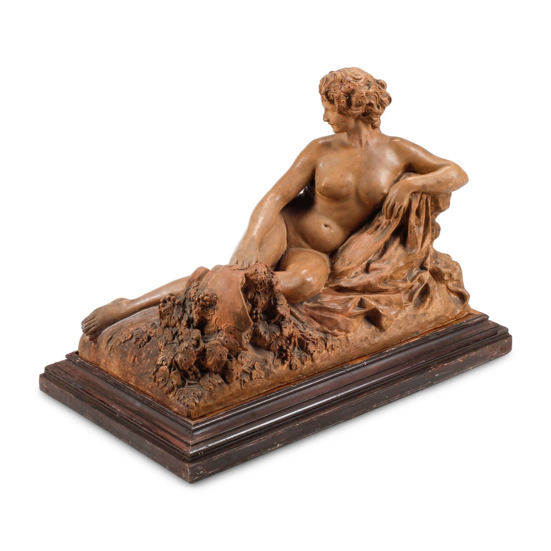 Paul Houry (French, Late 19th/Early 20th Century): Paul Houry (French, Late 19th/Early 20th Century) Reclining Nude terracotta signed P. Houry 1913 on base Height 21 x width 29 x depth 16 inches. This lot is located in Chicago.