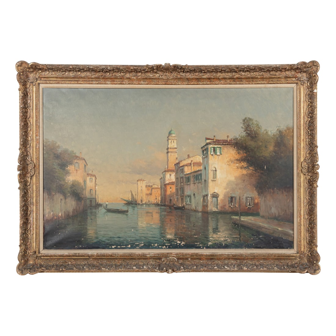 Attributed to Joseph Antoine Bouvard (French, 1840-1920): Attributed to Joseph Antoine Bouvard (French, 1840-1920) A Canal in Venice oil on canvas apparently unsigned 26 x 39 inches. This lot is located in Chicago.