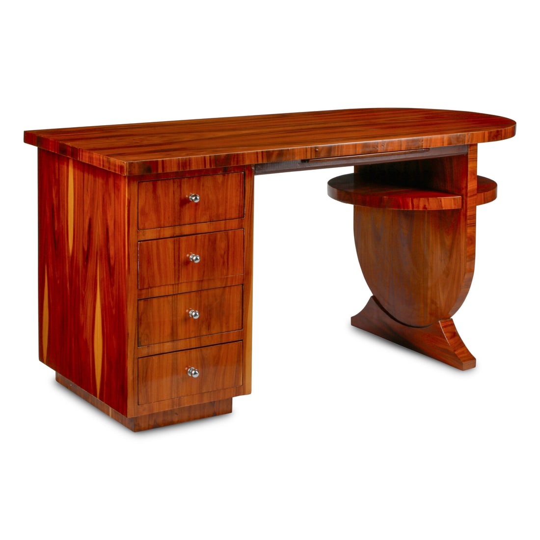 An Art Deco Style Palisander Pedestal Desk: An Art Deco Style Palisander Pedestal Desk Late 20th Century Height 31 x width 63 1/2 x depth 28 inches. This lot is located in Chicago.