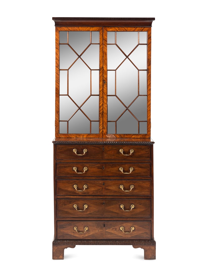 A George II Kingwood Parquetry Bureau Cabinet: A George II Kingwood Parquetry Bureau Cabinet Circa 1755 Height 73 1/2 x width 31 x depth 18 1/2 inches. Property from the Charlecote Antique Store, Kansas City, Missouri This lot is located in