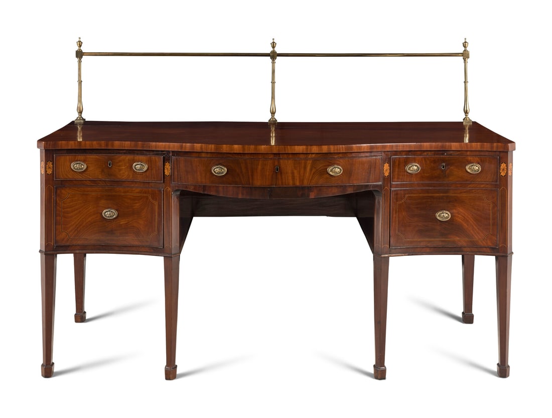 A George III Mahogany Sideboard: A George III Mahogany Sideboard Late 18th Century Height 36 x width 72 x depth 31 3/4 inches. This lot is located in Chicago.