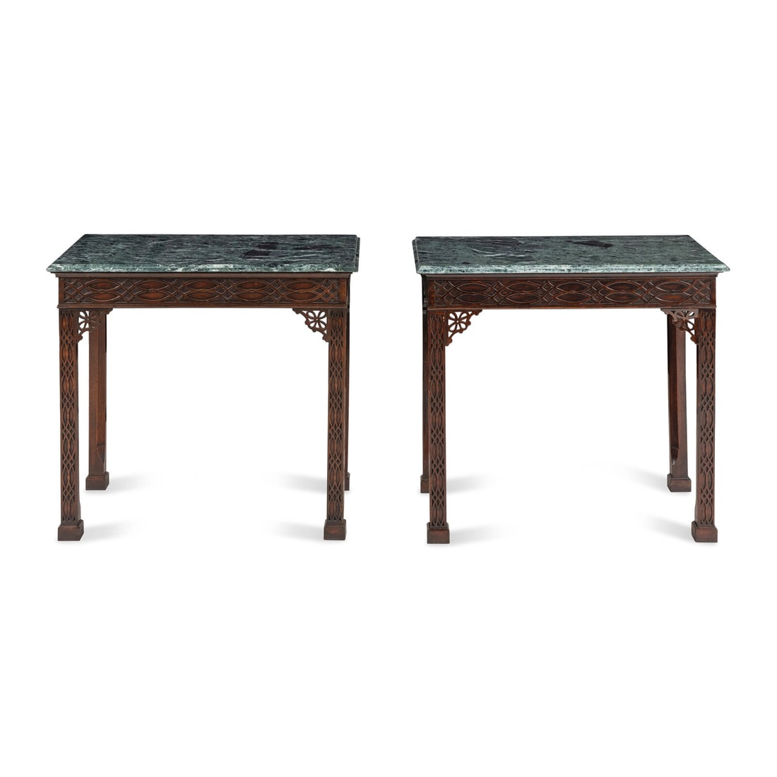 A Pair of George III Style Mahogany and Marble-Top Pier Tables (1 of 3)