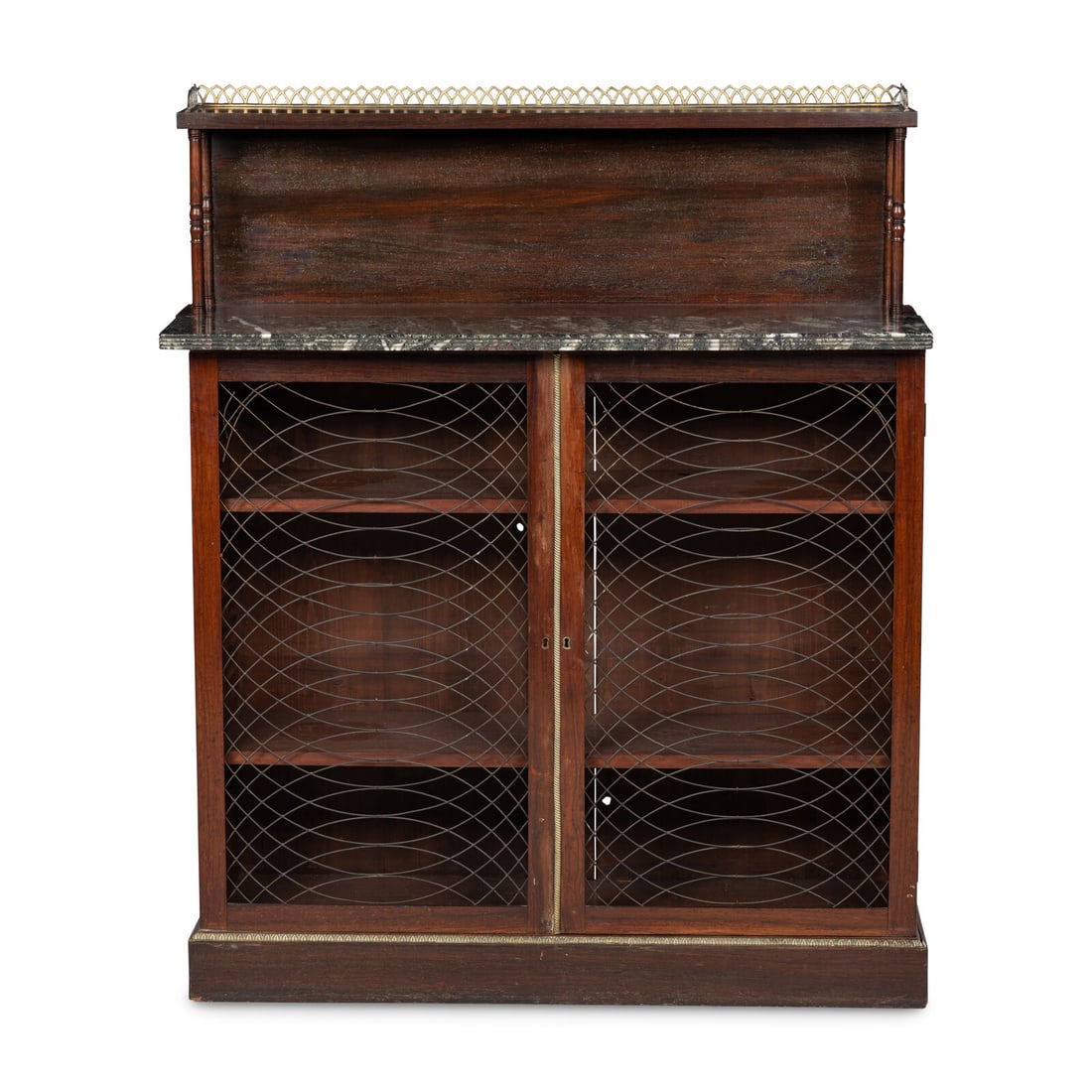 A Regency Grain-Painted Marble-Top Chiffonier: A Regency Grain-Painted Marble-Top Chiffonier Early 19th Century Height 49 1/4 x width 40 x depth 13 inches. This lot is located in Chicago.