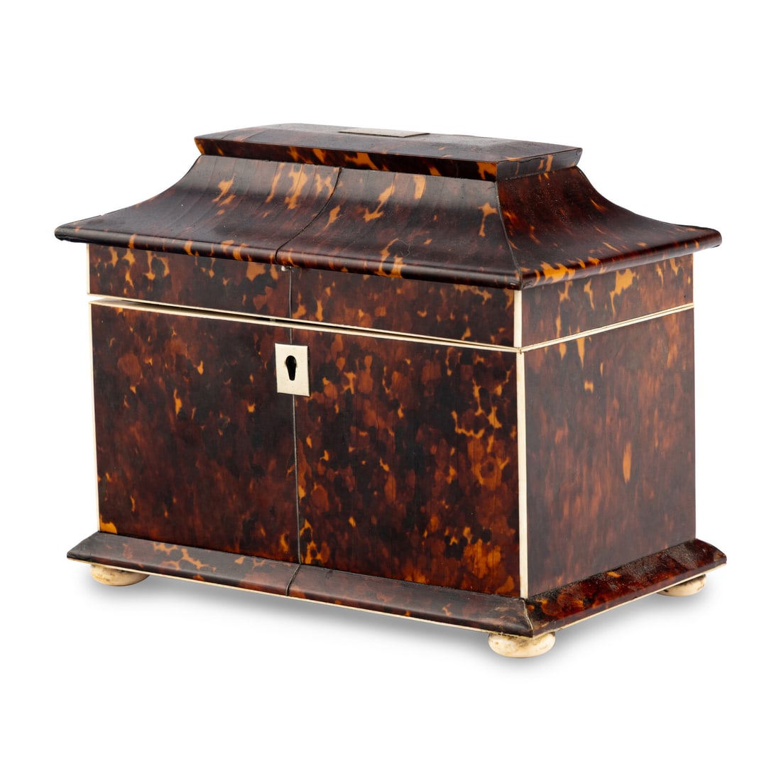 A Regency Tortoise Shell Tea Caddy - 2