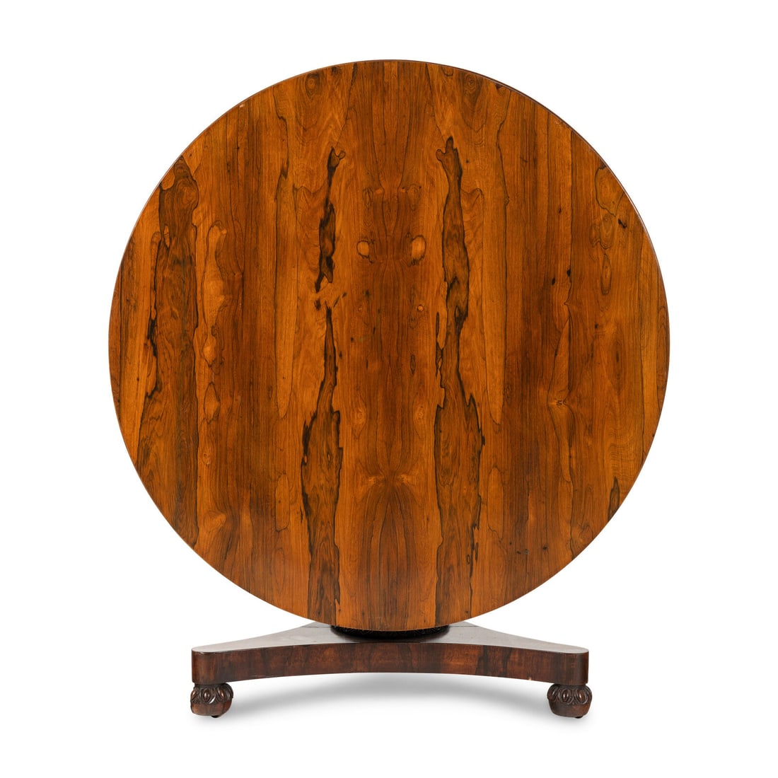 A William IV Rosewood Breakfast Table: A William IV Rosewood Breakfast Table 19th Century Height 32 1/2 x diameter of top 53 1/2 inches. Property from the Wetherill Family Collection, Main Line, Philadelphia and Ch‚teau de Drouilly,