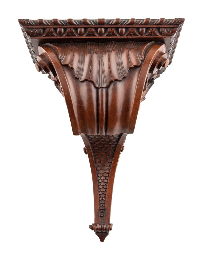 A Victorian Mahogany Wall Bracket: A Victorian Mahogany Wall Bracket Mid-19th Century Height 13 x width 10 x depth 6 1/2 inches. Property from the Charlecote Antique Store, Kansas City, Missouri This lot is located in Chicago. Note: