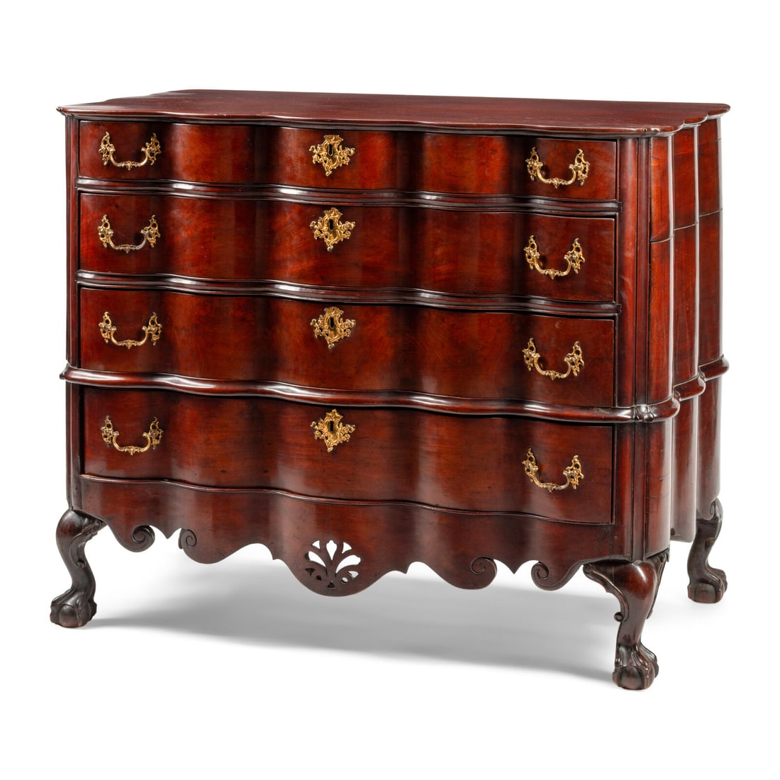 A Dutch Mahogany Serpentine-Front Chest of Drawers (1 of 2)