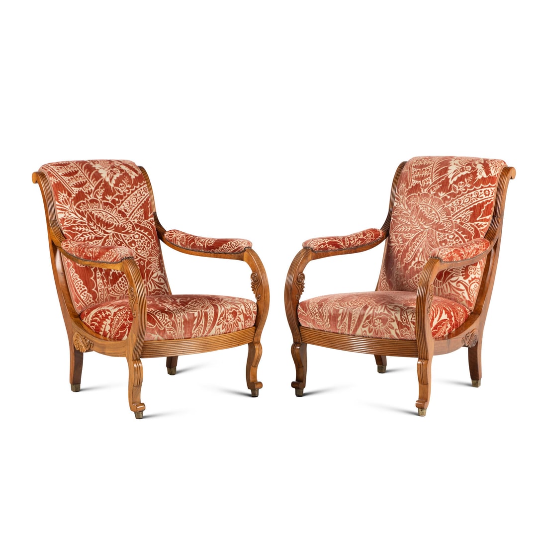 A Pair of North European Carved Fruitwood Armchairs: A Pair of North European Carved Fruitwood Armchairs 19th Century Height 36 1/2 x width 25 1/2 x depth 34 inches. Property from the Estate of Beverly Flynn, Chicago, Illinois This lot is located in