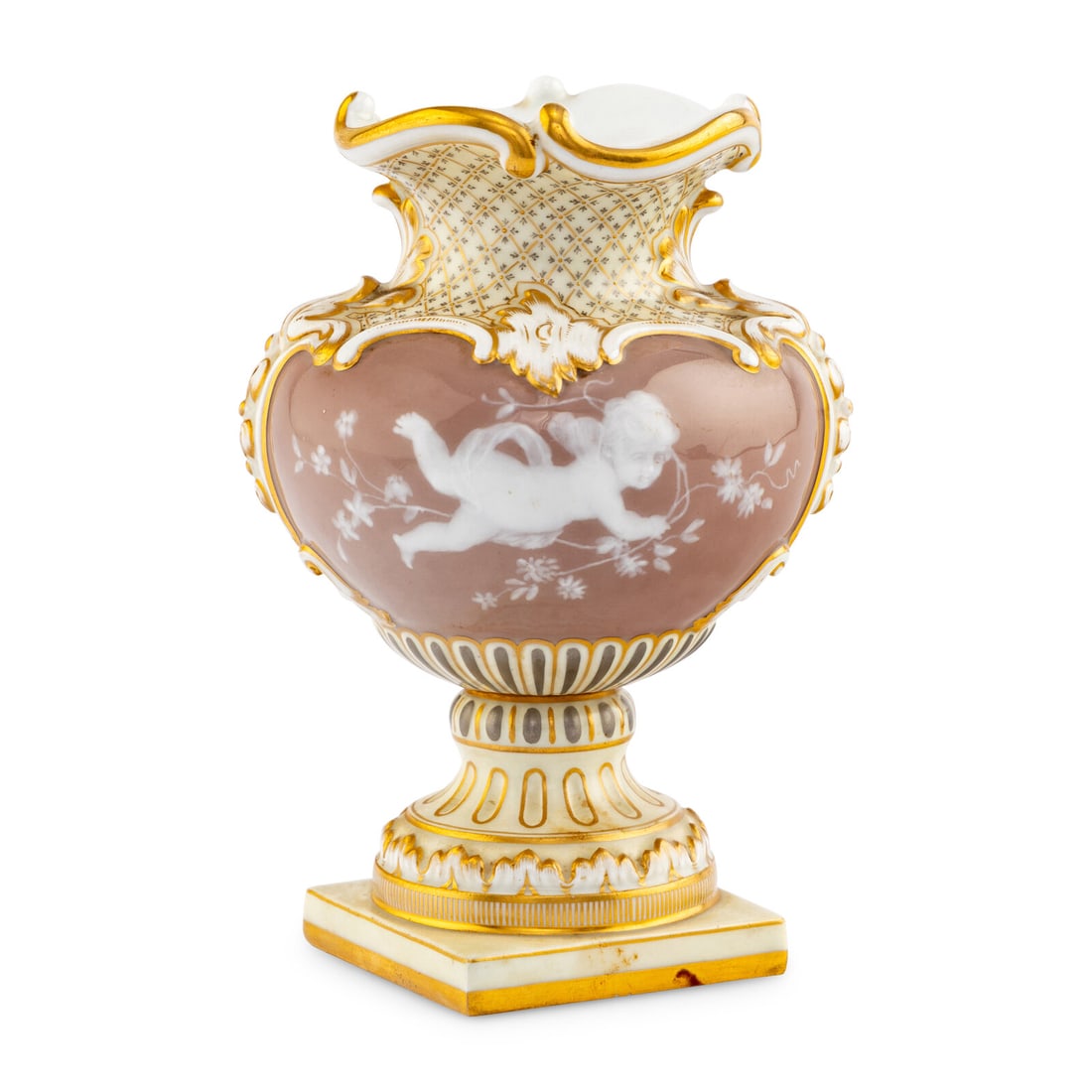 A Meissen P‚te-sur-P‚te Porcelain Vase: A Meissen P‚te-sur-P‚te Porcelain Vase 19th Century bearing crossed swords mark in underglaze blue and impressed 'B178' to underside. Height 6 1/4 x diameter 4 1/2 inches. This lot is