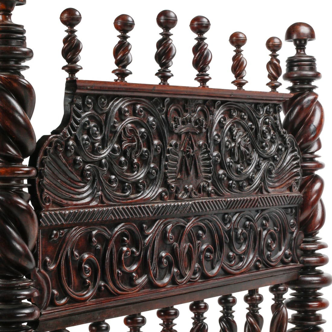 A Portuguese Turned Walnut Bed - 2