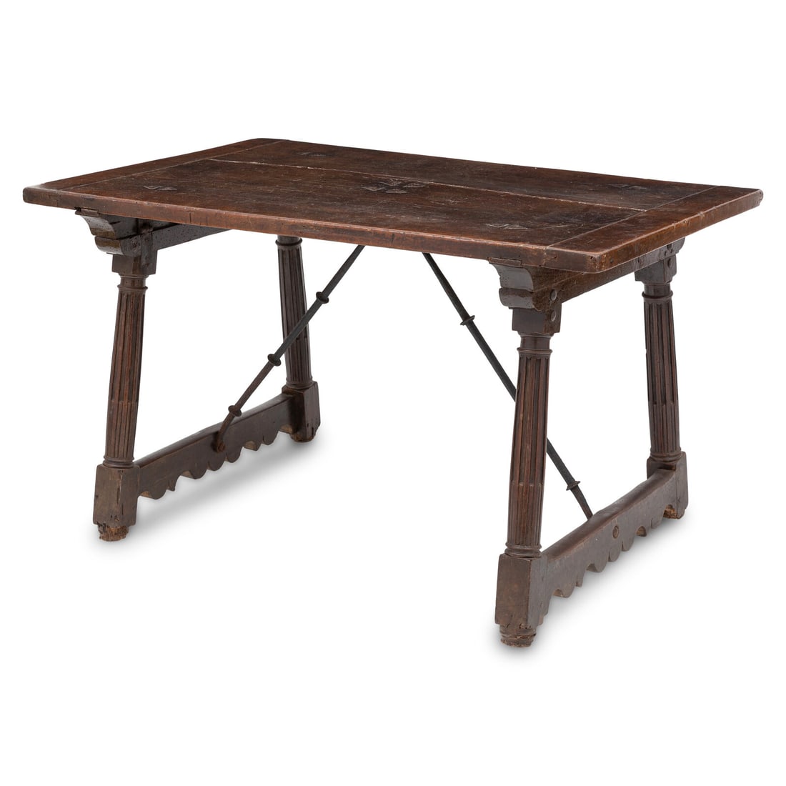 A Spanish Walnut Trestle Table - 2