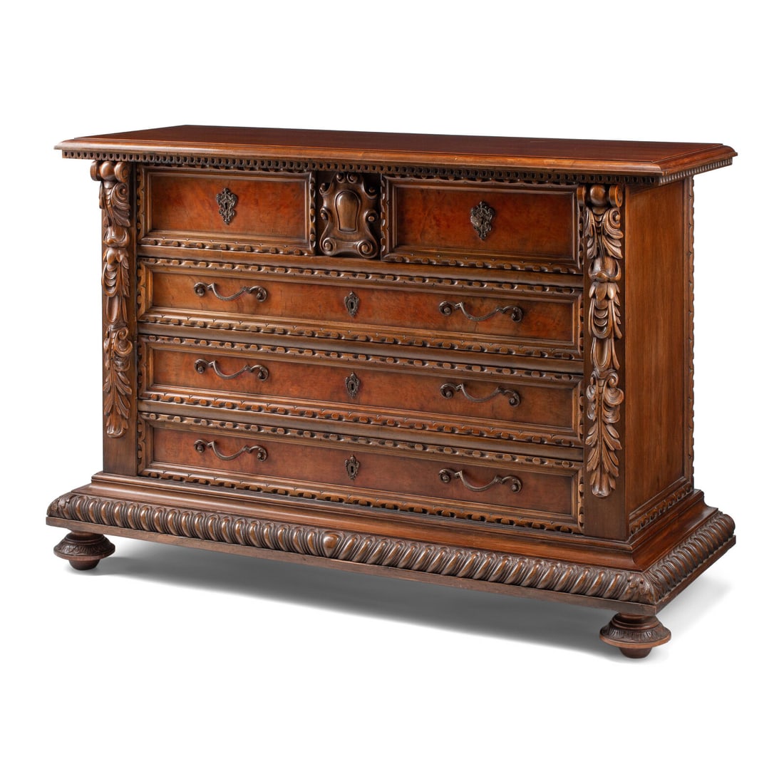 A Spanish Baroque Style Walnut Chest of Drawers (1 of 2)