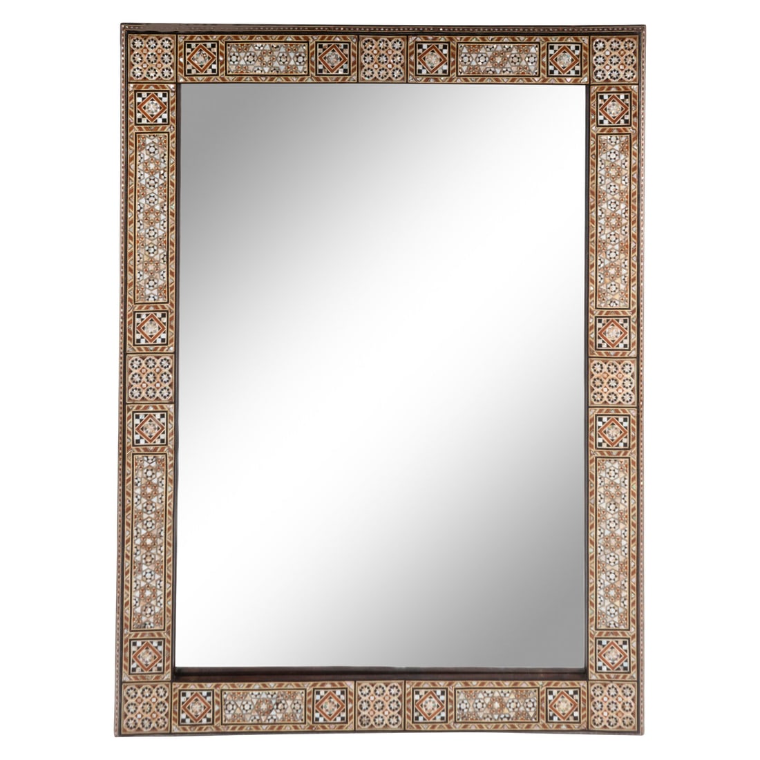 A Pair of Large Moorish Style Marquetry Mirrors: A Pair of Large Moorish Style Marquetry Mirrors 20th Century Height 68 x width 51 inches. This lot is located in Chicago.