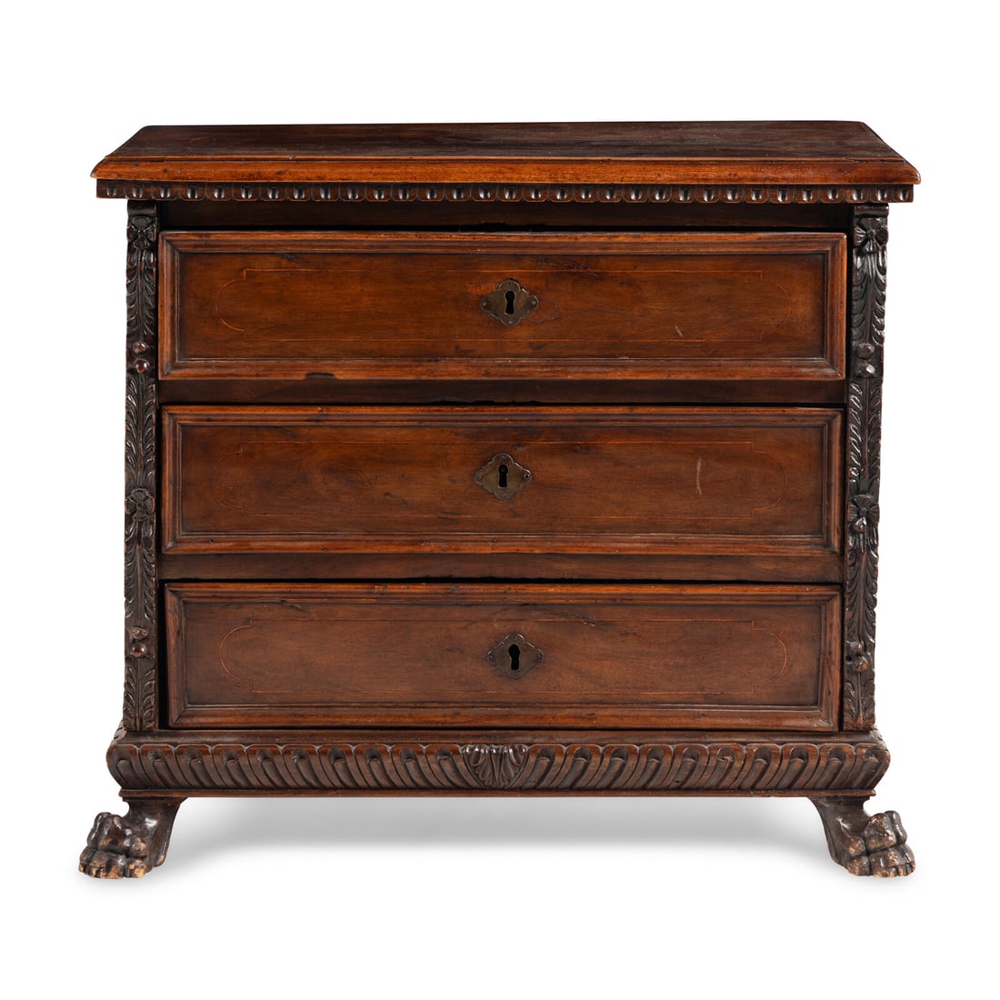 An Italian Baroque Walnut Chest of Drawers: An Italian Baroque Walnut Chest of Drawers 17th/18th Century and Adapted Height 31 x width 36 x depth 16 1/2 inches. Property of a California Collector This lot is located in Chicago. Provenance