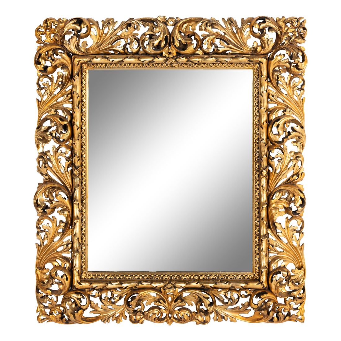 An Italian Carved Giltwood Mirror: An Italian Carved Giltwood Mirror 19th Century Height 41 1/2 x width 36 1/2 inches. Property of a California Collector This lot is located in Chicago. Provenance Bonhams, Los Angeles, Fine European