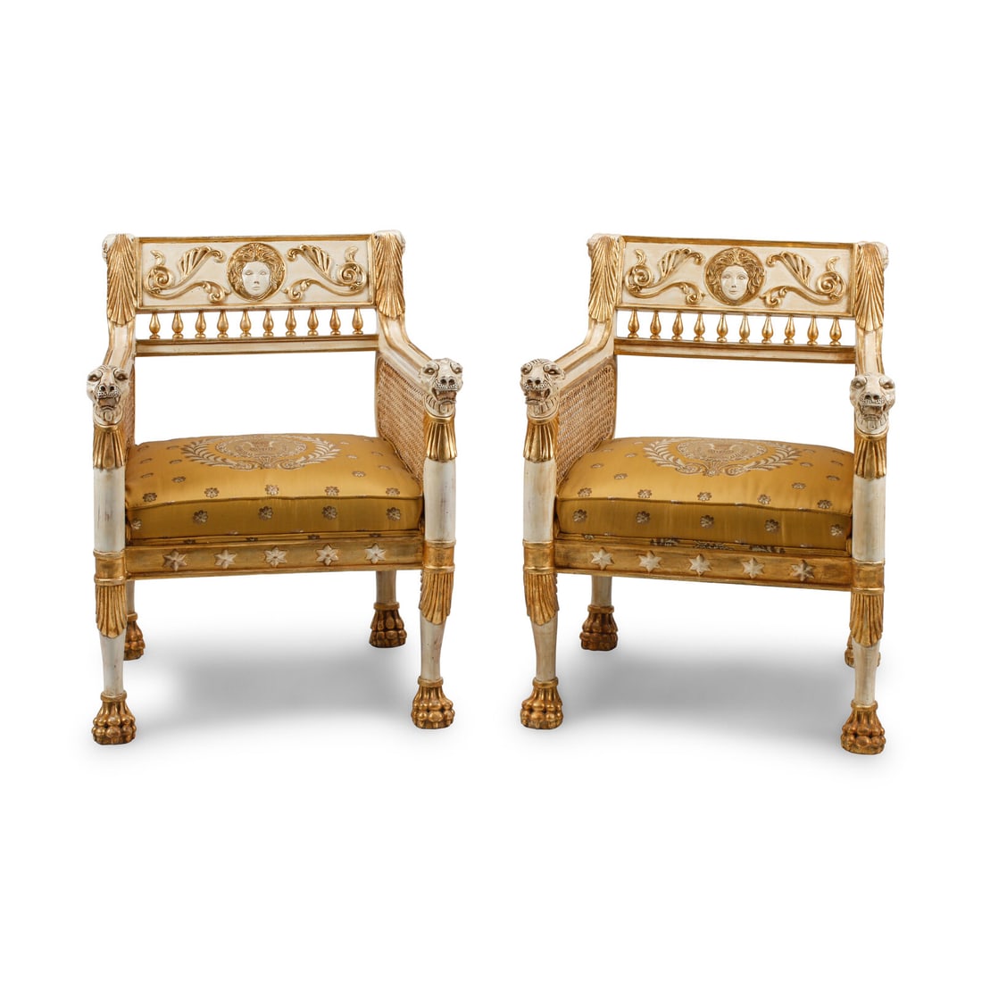 A Pair of Italian Neoclassical Style Painted and Parcel Gilt Armchairs (1 of 3)
