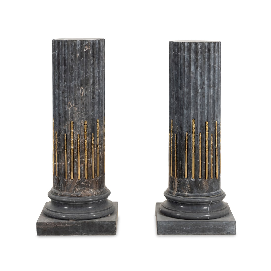 A Pair of Neoclassical Style Gilt Bronze Mounted Marble Pedestals (1 of 2)