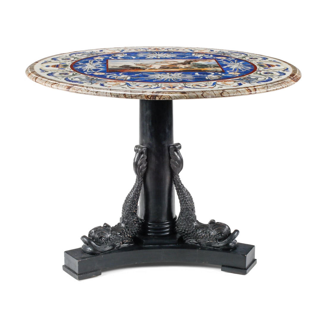 A Neoclassical Style Ebonized Wood and Pietra Dura Top Table (1 of 4)