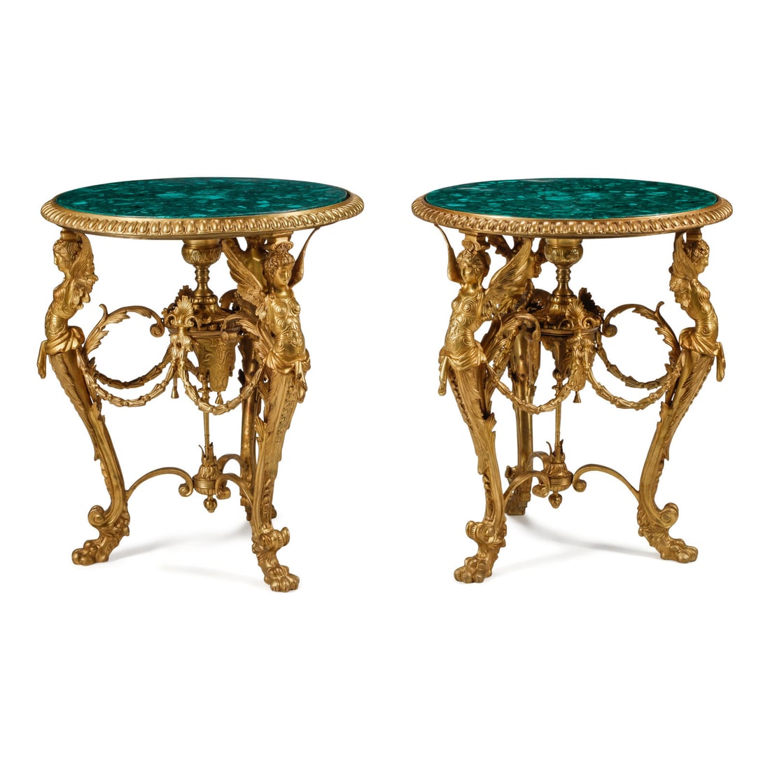 A Pair of Neoclassical Style Gilt Bronze and Malachite Tables (1 of 4)