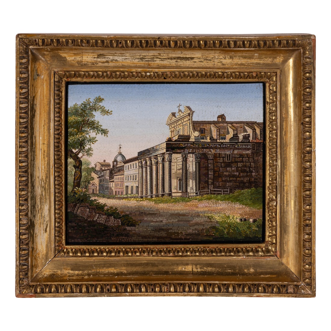 An Italian Micromosaic of the Temple of Antoninus and Faustina: An Italian Micromosaic of the Temple of Antoninus and Faustina 19th Century 5 3/4 x 7 inches (sight). Property of a California Collector This lot is located in Chicago. Provenance Hampel Fine Art Auct