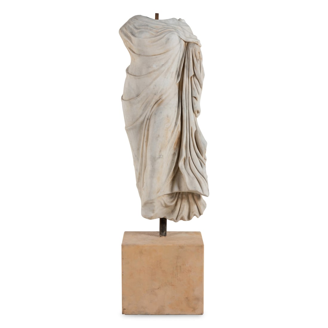 A Large Italian Marble Female Torso: A Large Italian Marble Female Torso After the Antique, 20th Century Height overall 65 x width 18 x depth 13 inches. This lot is located in Chicago.