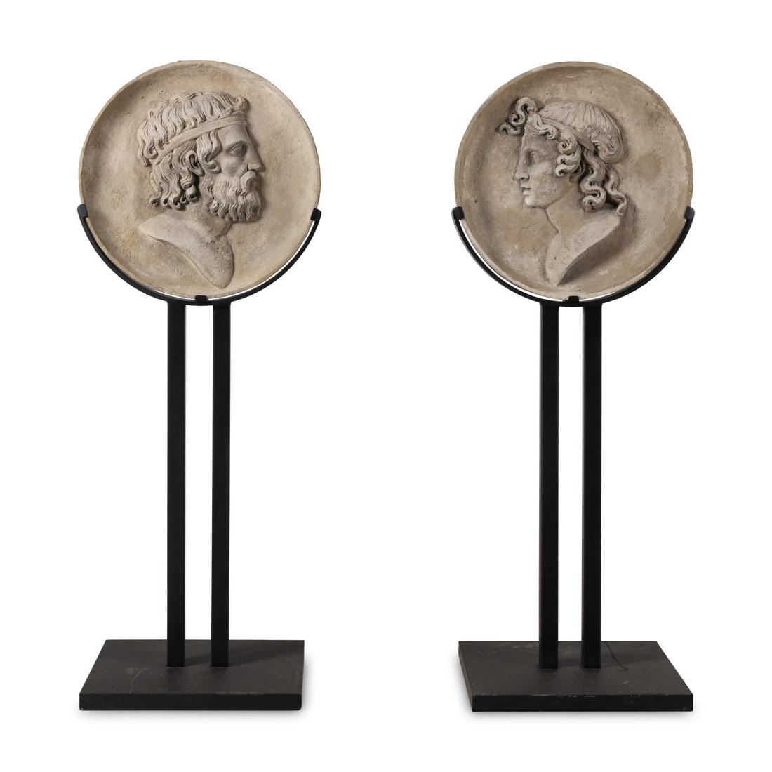 A Pair of Large Italian Neoclassical Carved Limestone Profile Plaques (1 of 3)