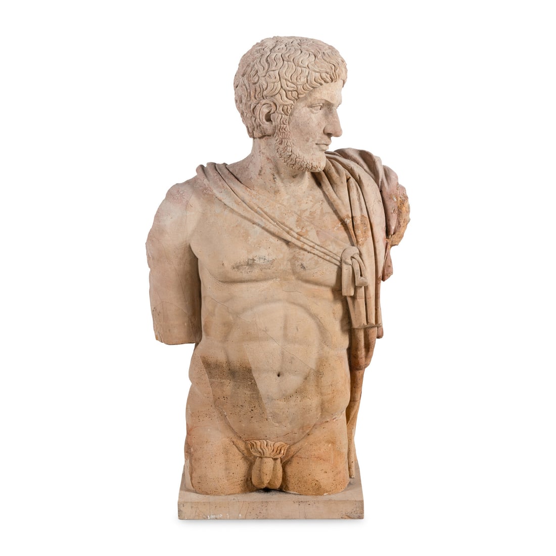 A Roman Style Carved Stone Torso of a Man: A Roman Style Carved Stone Torso of a Man After the Antique, 20th Century Height 40 x width 23 x depth 12 inches. Property of a California Collector This lot is located in Chicago. Provenance Bonhams,
