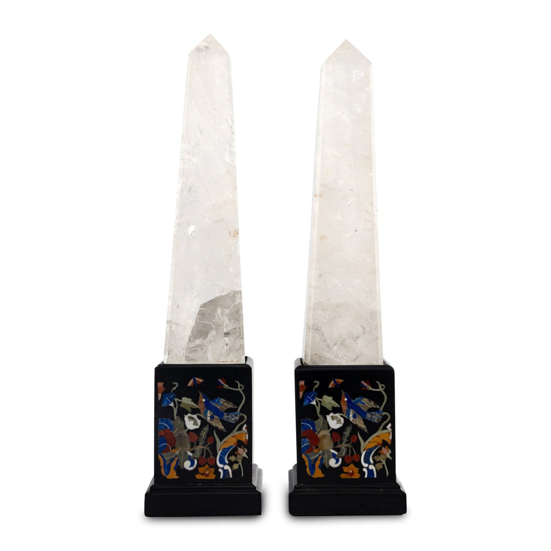A Pair of Neoclassical Style Rock Crystal and Pietra Dura Obelisks (1 of 5)