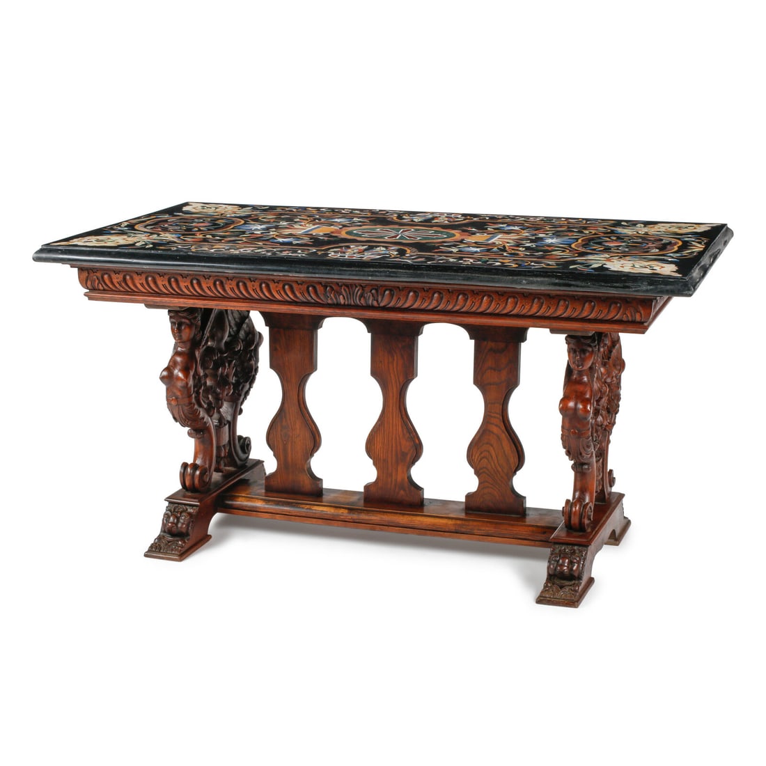 A Renaissance Revival Oak and Pietra Dura Top Table (1 of 3)