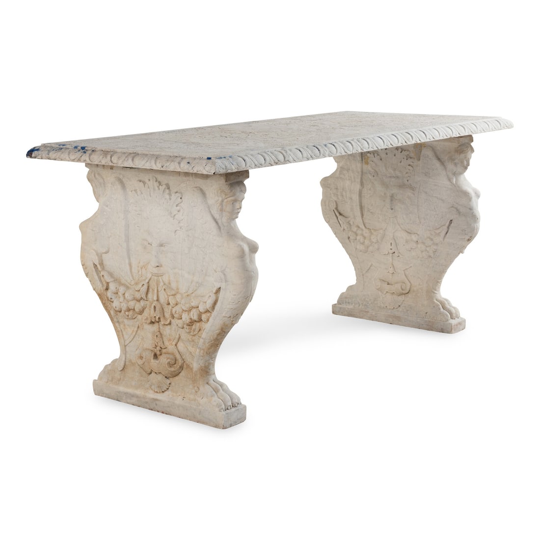 An Italian Renaissance Revival Carved Marble Table: An Italian Renaissance Revival Carved Marble Table Late 19th/ 20th Century Height 30 x width 65 1/2 x depth 29 3/4 inches. Property of a California Collector This lot is located in Chicago. Provenance