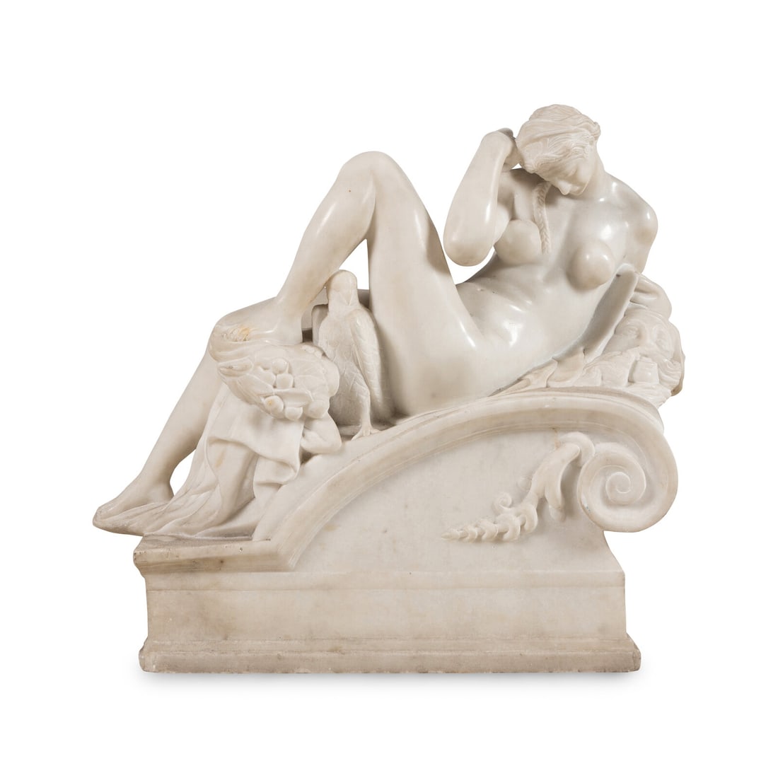 After Michelangelo, 20th Century: After Michelangelo, 20th Century Night, for the Tomb of Lorenzo di Medici carved marble Height 23 1/2 x width 27 x depth 13 inches. Property of a California Collector This lot is located in Chicago. P