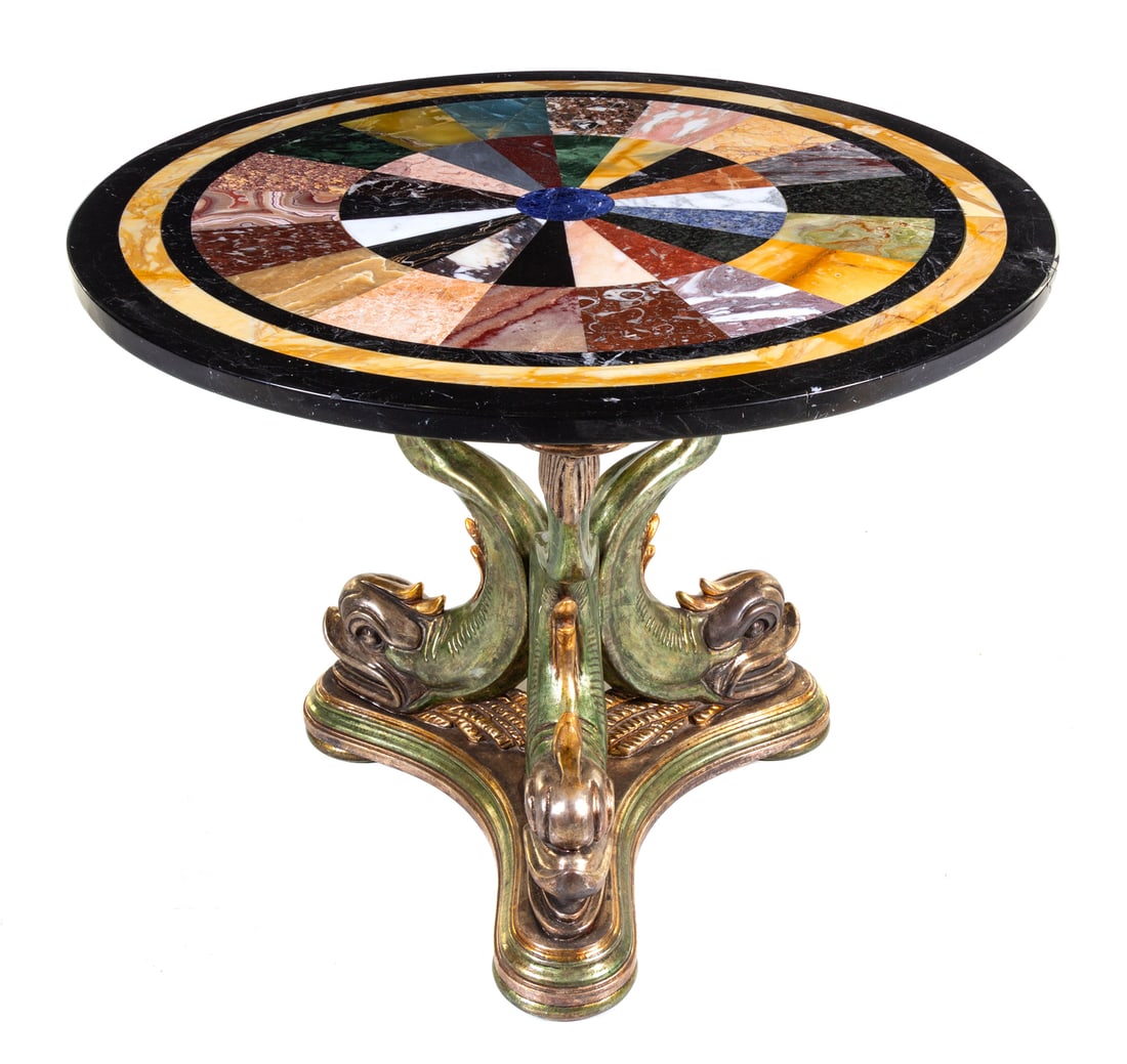An Italian Polychrome Painted and Specimen Marble-Top Center Table (1 of 2)