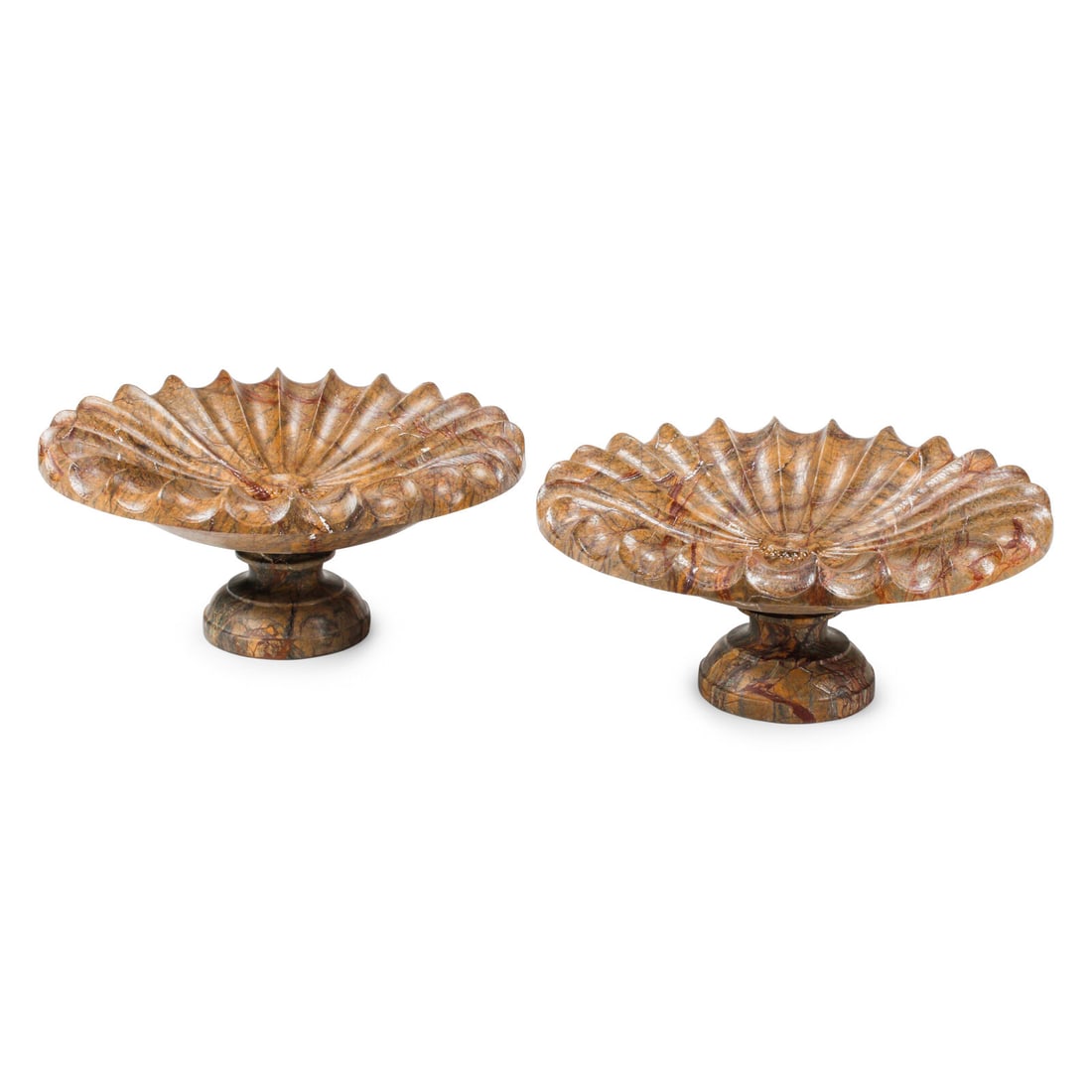 A Pair of Italian Fluted Marble Tazze: A Pair of Italian Fluted Marble Tazze 20th Century Height 12 x diameter 27 inches. This lot is located in Chicago.