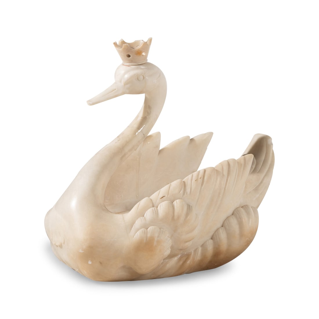 A Carved White Marble Model of a Swan (1 of 3)