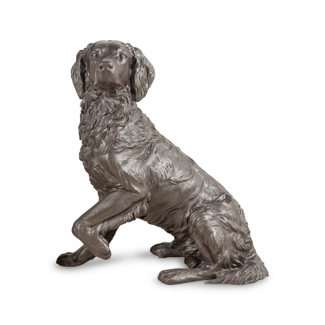 A Cast Iron Sculpture of a Dog: A Cast Iron Sculpture of a Dog Wood and Perot, Philadelphia, 19th Century the base signed 'Wood & Perot Phila..." Height 34 x width 37 x depth 20 inches. This lot is located in Chicago.
