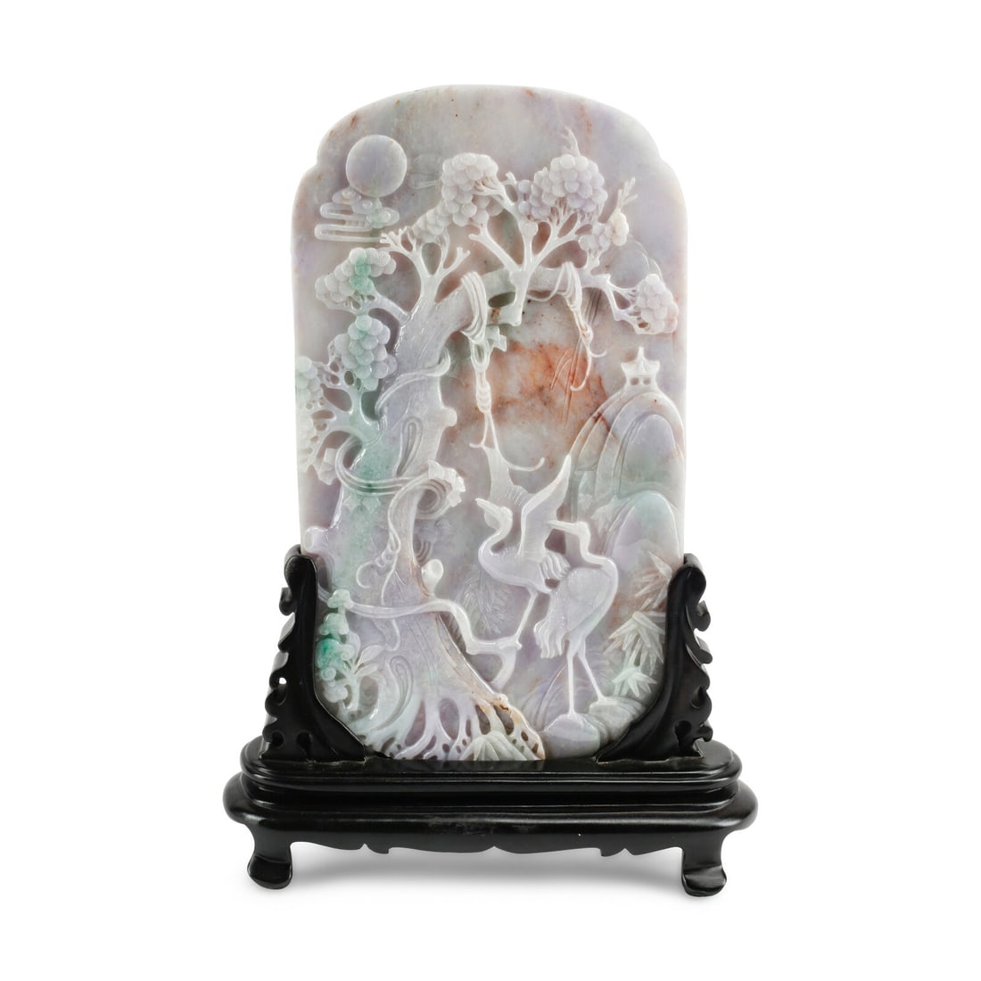 A Chinese Carved Jadeite and Hardwood Table Screen (1 of 3)