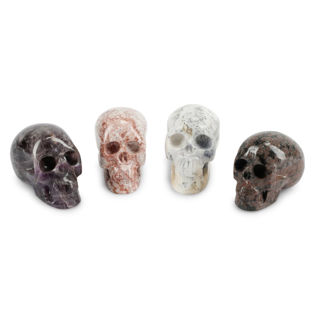 Four Carved Hardstone and Semiprecious Stone Skulls (1 of 3)