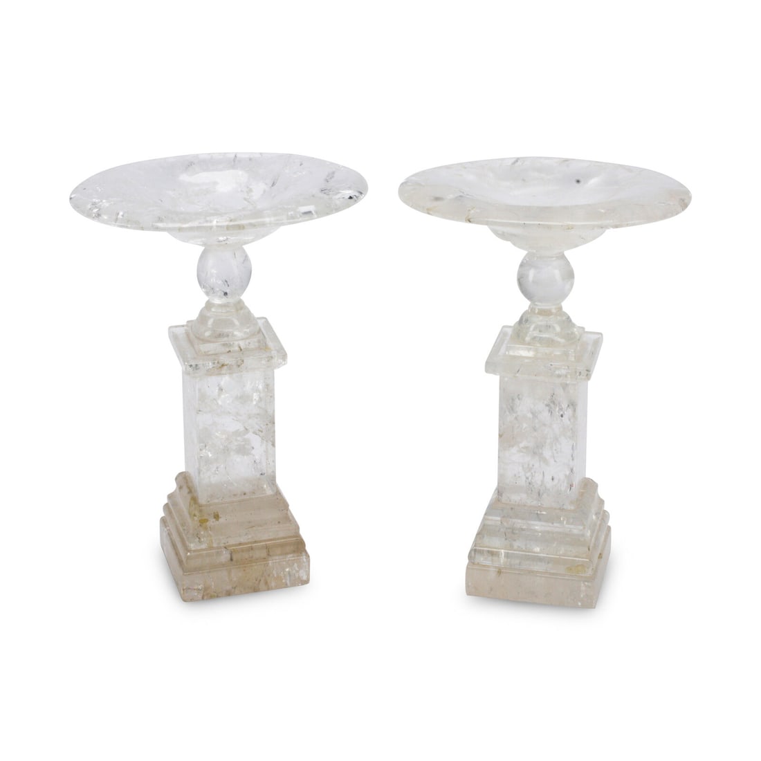 A Pair of Rock Crystal Tazze: A Pair of Rock Crystal Tazze 20th Century Height 9 x width 6 1/2 x depth 5 inches. This lot is located in Chicago.