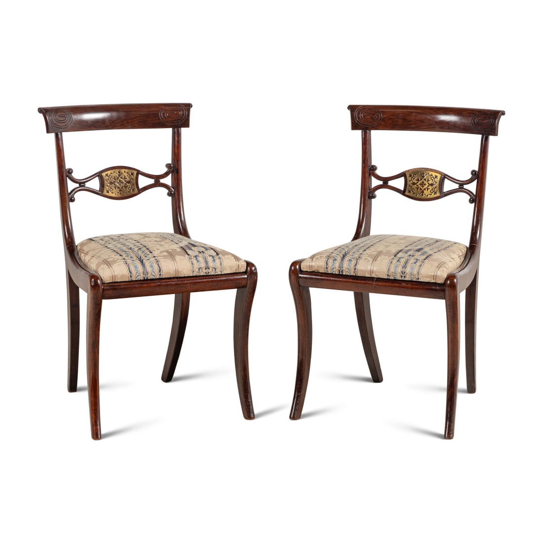 A Pair of Regency Mahogany and Brass Inlaid Side Chairs (1 of 3)