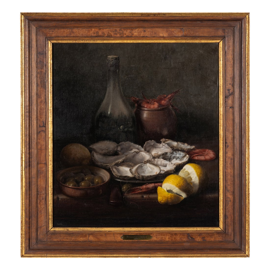 Kenneth Howes (1923-1981): Kenneth Howes (1923-1981) Still Life with Shrimp, Oysters, Lemon and Bottle oil on canvas signed (lower left) 18 x 16 inches. Property from the Estate of Audrey and Philip Rietveld, Crete, Illinois Th