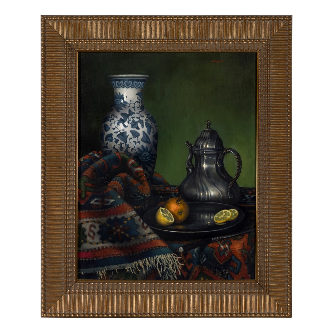 Cynthia Kelly-Overall (American, b. 1951): Cynthia Kelly-Overall (American, b. 1951) Vase and Pitcher on Oriental Rug oil on canvas 25 x 20 inches. Property from the Estate of Audrey and Philip Rietveld, Crete, Illinois This lot is located in 
