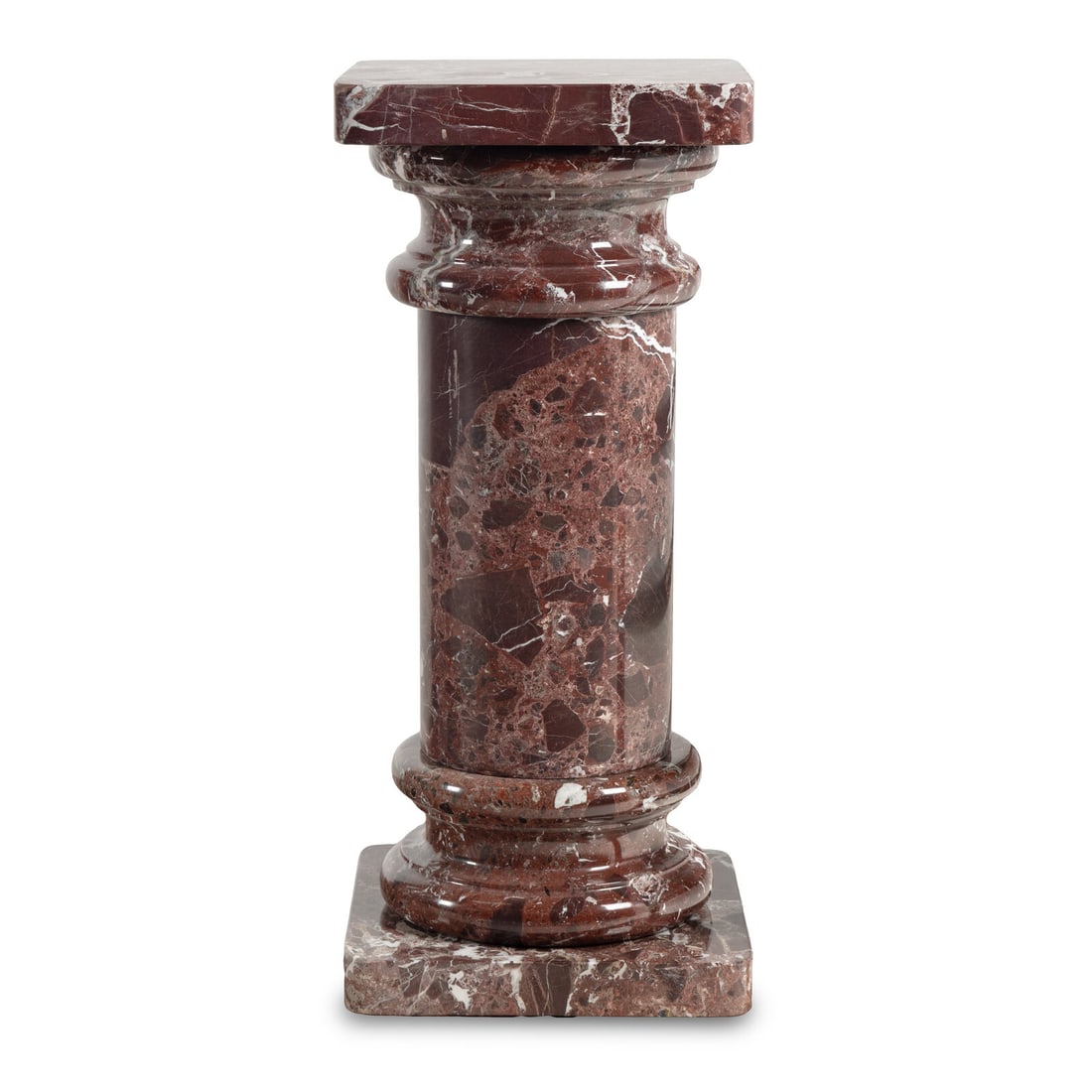 A Rosso Levanto Marble Pedestal: A Rosso Levanto Marble Pedestal 20th Century Height 32 x width 14 x depth 14 inches. This lot is located in Chicago.