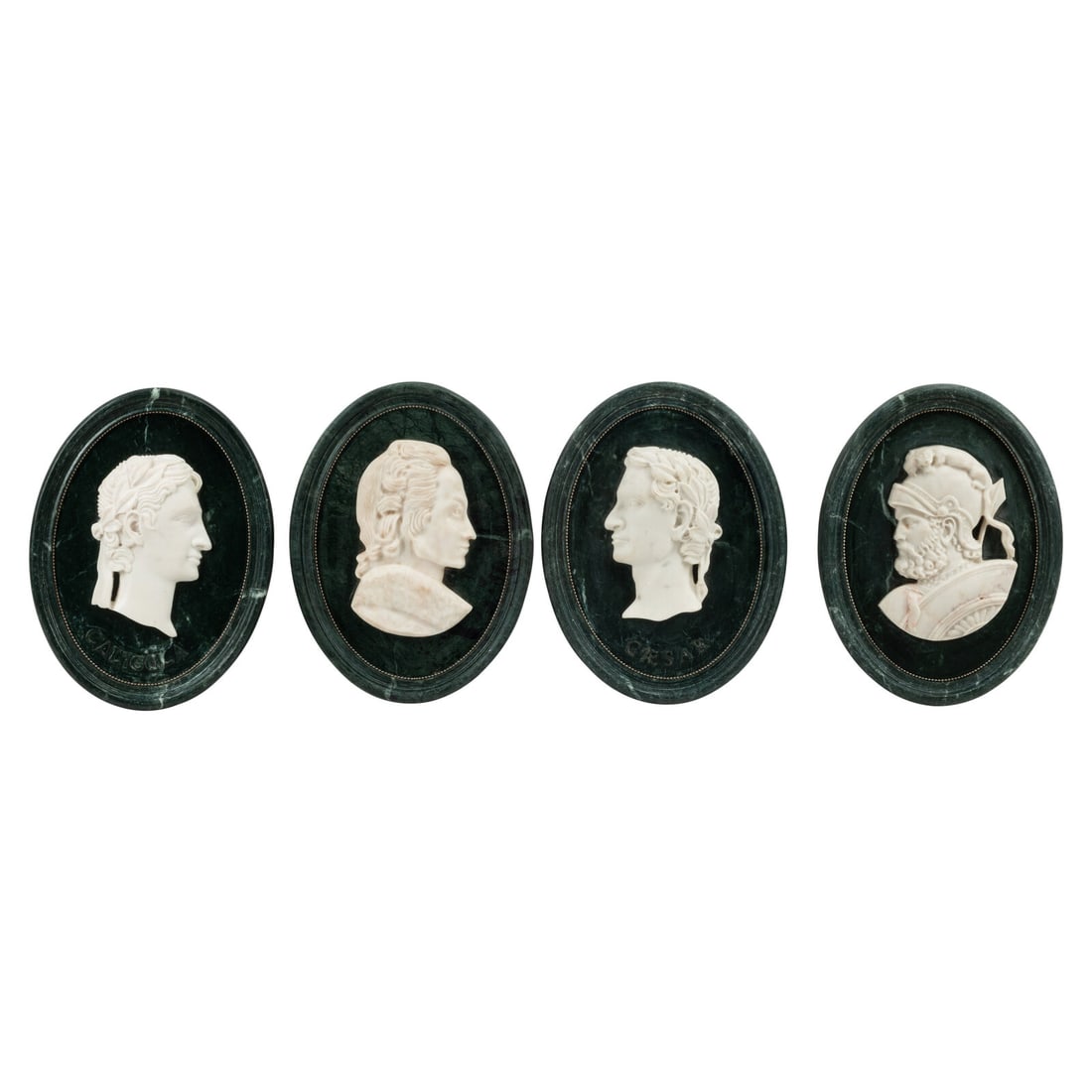A Set of Four Italian Marble Oval Plaques: A Set of Four Italian Marble Oval Plaques After the Antique, 20th Century Height 20 x width 15 inches. This lot is located in Chicago.