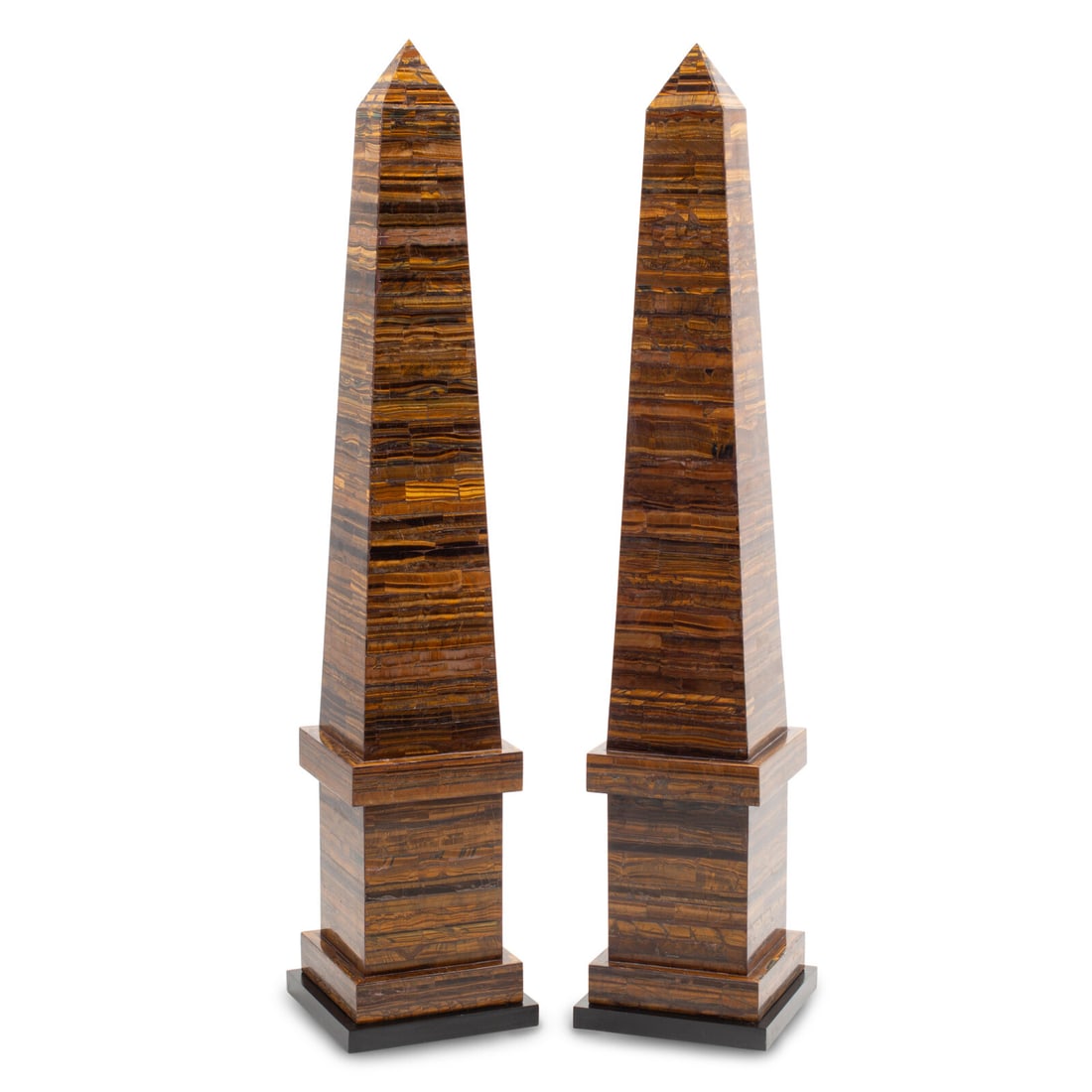 A Pair of Monumental Tiger's Eye Veneered Obelisks (1 of 3)