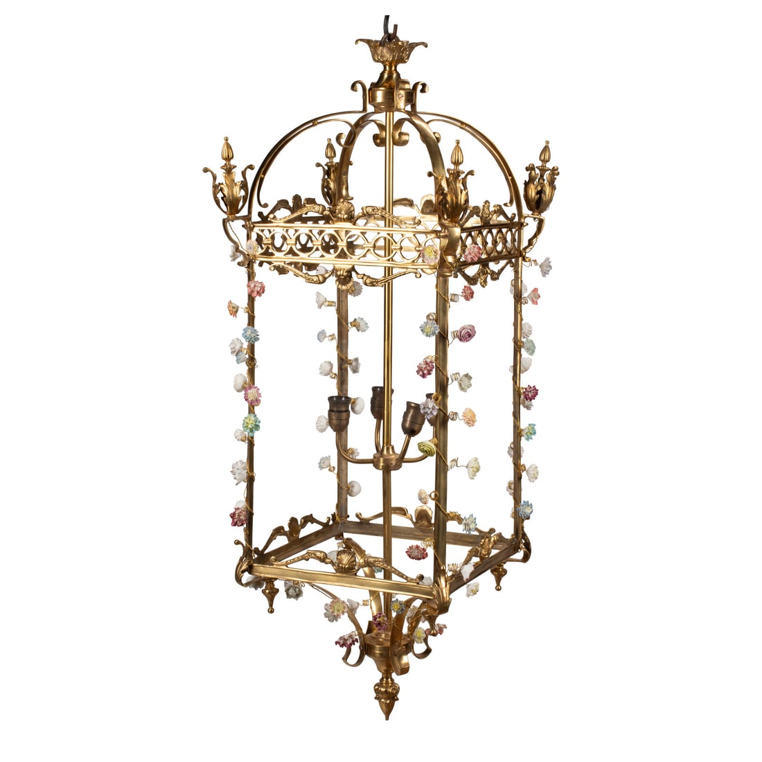 A French Neoclassical Style Gilt Bronze and Porcelain Hall Lantern (1 of 3)