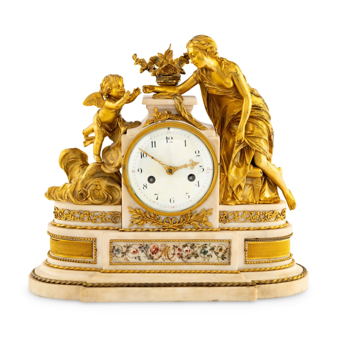 A Louis XVI Style Gilt Bronze and Marble Mantel Clock (1 of 2)
