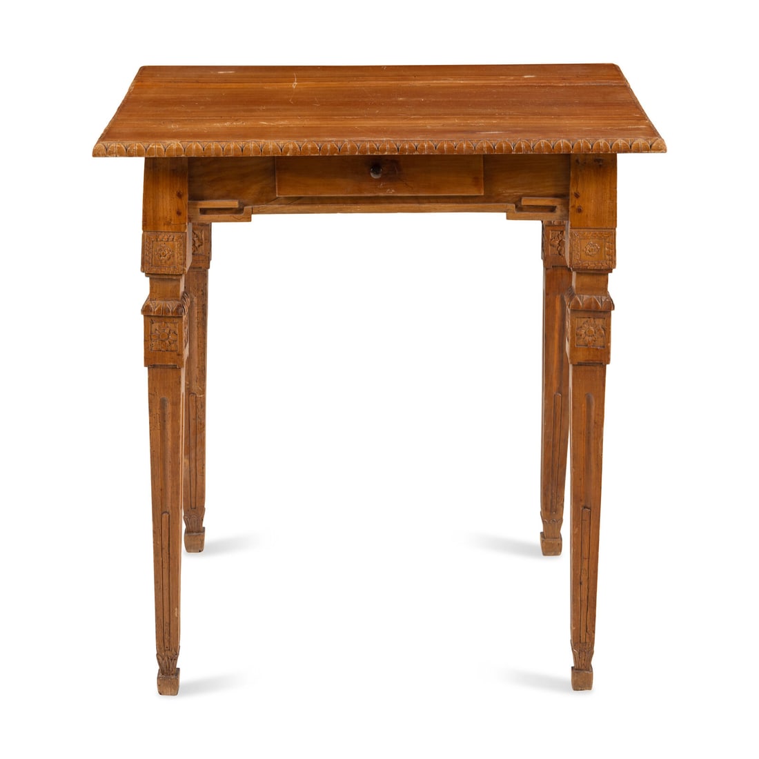 An Italian Fruitwood Table: An Italian Fruitwood Table Height 29 x width 28 3/4 x depth 19 1/2 inches. This lot is located in Chicago.