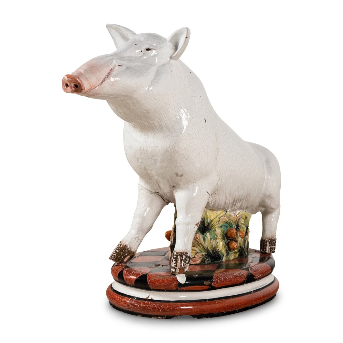 A Large Italian Polychrome Glazed Terracotta Boar (1 of 2)